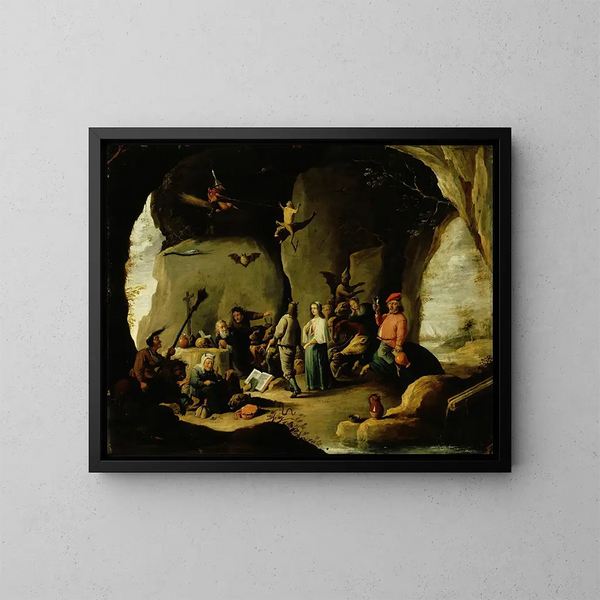 La Tentation de Saint Antoine - David Teniers le Jeune — inramlat konstverk på väggen
