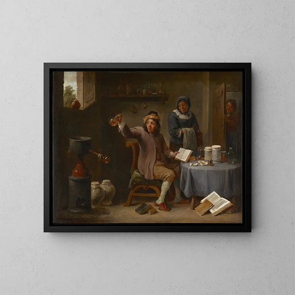 La Consultation - David Teniers den Yngre — inramlat konstverk på väggen