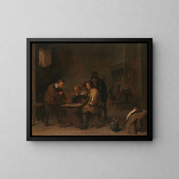 Les Joueurs - David Teniers den Yngre — inramlat konstverk på väggen