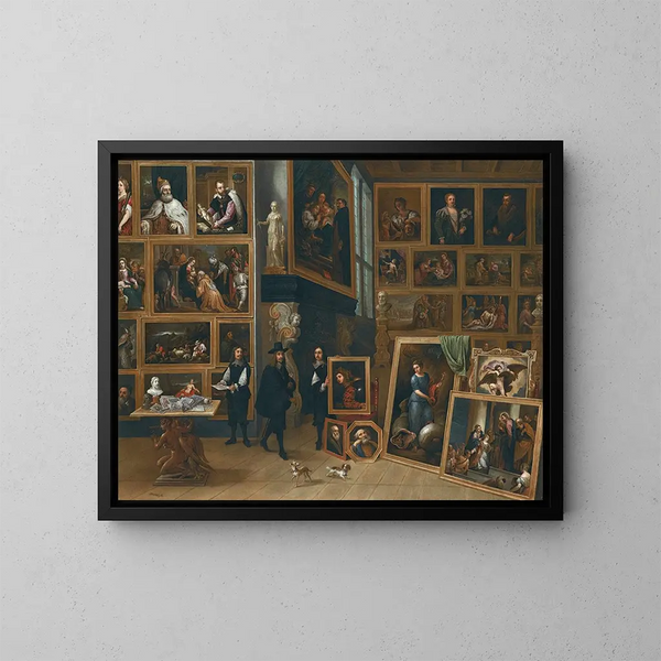 La galerie de tableaux de l'archiduc Léopold-Guillaume - David Teniers le Jeune — inramlat konstverk på väggen