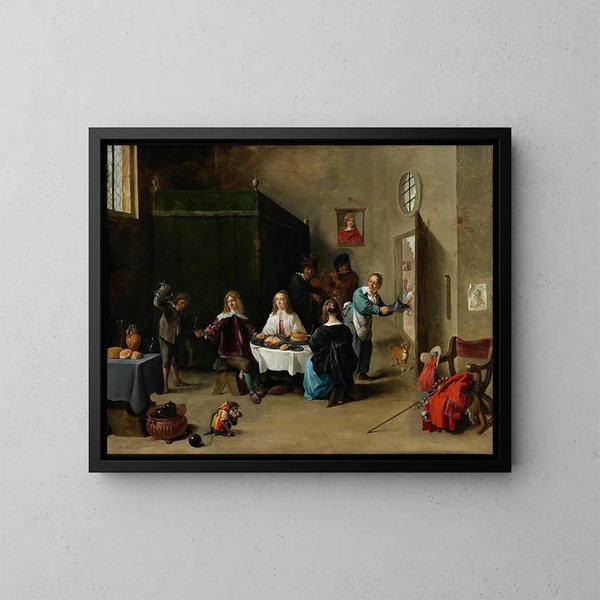Le Fils prodigue - David Teniers le Jeune — inramlat konstverk på väggen