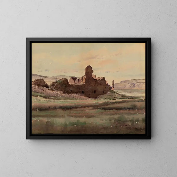 Ruiner av Pueblo Bonito, Canyon de Chaco, New Mexico - De Lancey Gill — inramlat konstverk på väggen