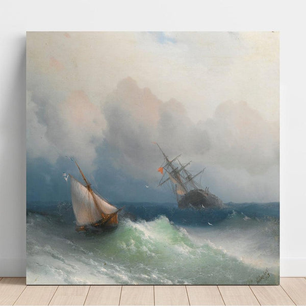 Reproduktion av målningen av två fartyg till sjöss - Ivan Konstantinovich Aivazovsky