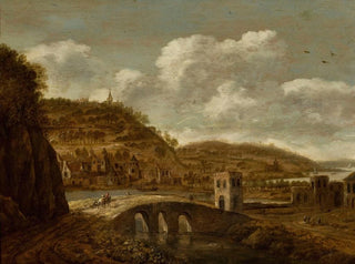 Dionijs Verburg - Mountain landscape with a bridge.webp