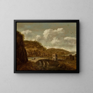 Dionijs Verburg - Mountain landscape with a bridge.webp