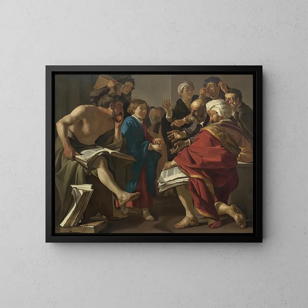 Le Christ parmi les docteurs - Dirck van Baburen — inramlat konstverk på väggen