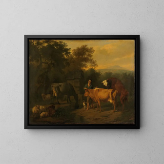 Dirck van Bergen - Landscape with Herdsman and Cattle.webp