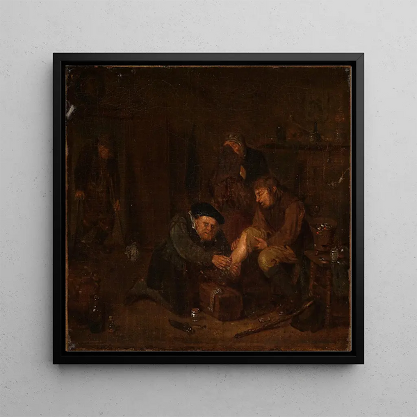 Docteur bandant la jambe d'un homme - Egbert Van Heemskerck
