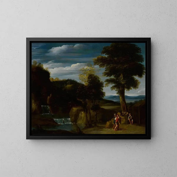 Landskap med en eremit - Domenichino — inramlat konstverk på väggen