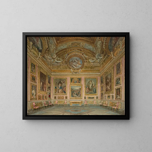 interiören i Palazzo Pitti i Florens, Iliadssalen - Domenico Caligo — inramlat konstverk på väggen
