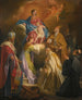 La Vierge à l'Enfant accompagnée de saints et d'évêques - Domenico Corvi — vy av konstverket