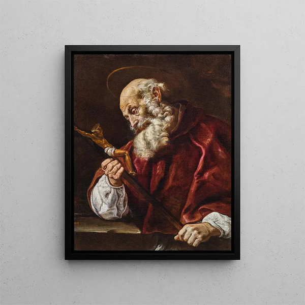 Saint Jérôme - Domenico Fetti — inramlat konstverk på väggen
