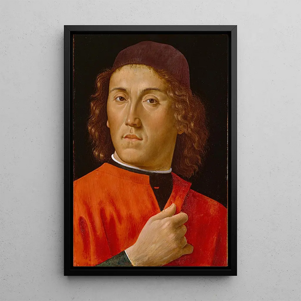 Ung man - Domenico Ghirlandaio — inramlat konstverk på väggen