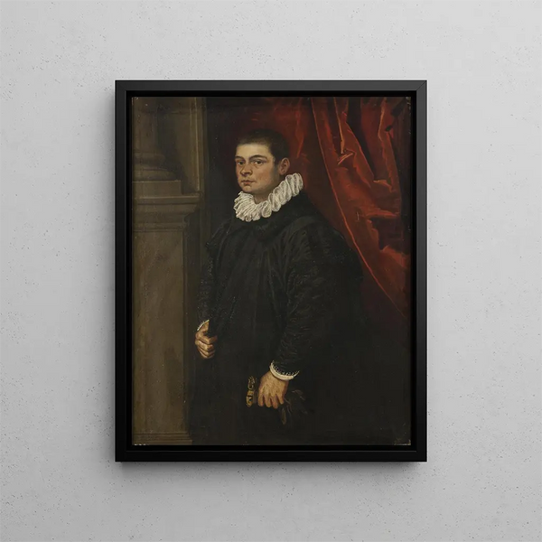 Portrait av en ung man - Domenico Tintoretto — inramlat konstverk på väggen