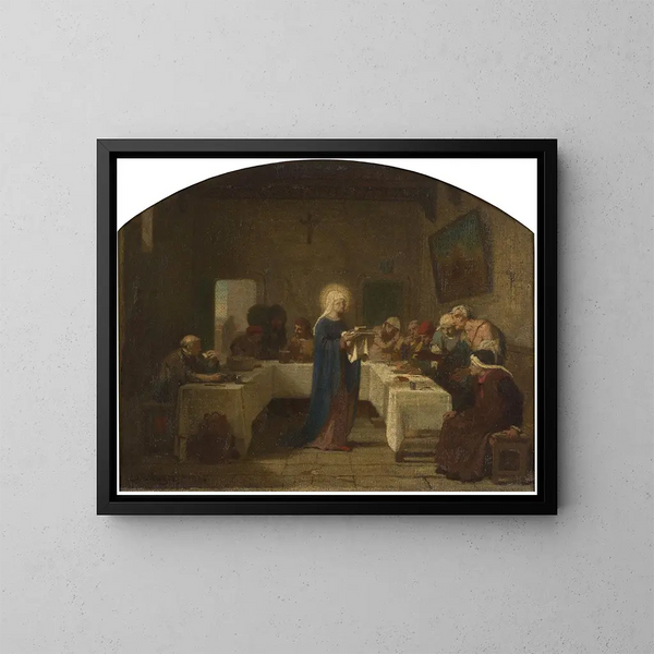 Sainte Élisabeth de France som tjänar de fattiga - Désiré François Laugée — inramlat konstverk på väggen