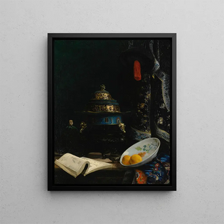 EA Baron Deslandes - Still Life Featuring An 18th Century Chinese Censer Porcelain Enameled Dish And Qing Dynasty Courtiers Hat.webp