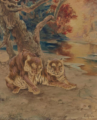 E Baily Hilda - A Pair Of Tigers Resting Under A Tree.webp
