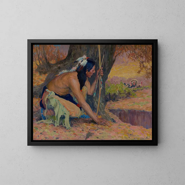 Le chasseur de dindes - Eanger Irving Couse — inramlat konstverk på väggen