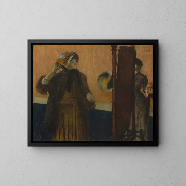 Hos modistorna - Edgar Degas — inramlat konstverk på väggen