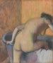Badare som går in i ett badkar - Edgar Degas — vy av konstverket