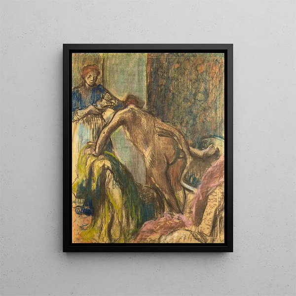 Frukost efter badet - Edgar Degas — inramlat konstverk på väggen