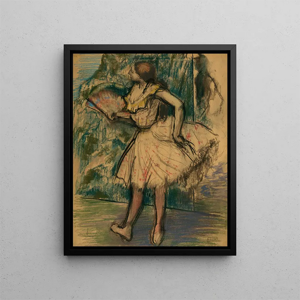 Danserska med en fan - Edgar Degas — inramlat konstverk på väggen