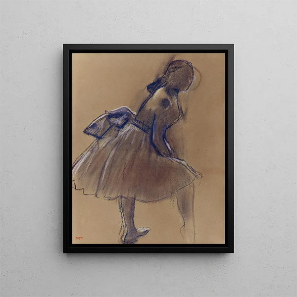 dansare stående i profil - Edgar Degas — inramlat konstverk på väggen