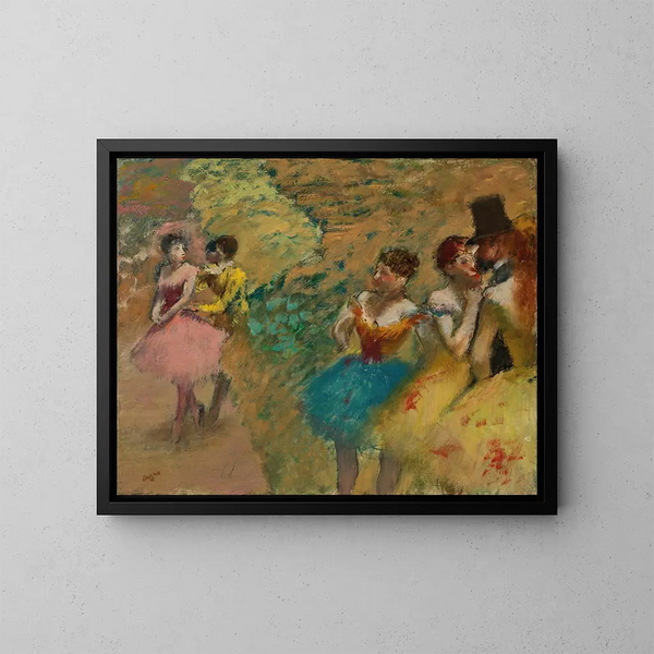 Danserskor bakom kulisserna på operan - Edgar Degas — inramlat konstverk på väggen