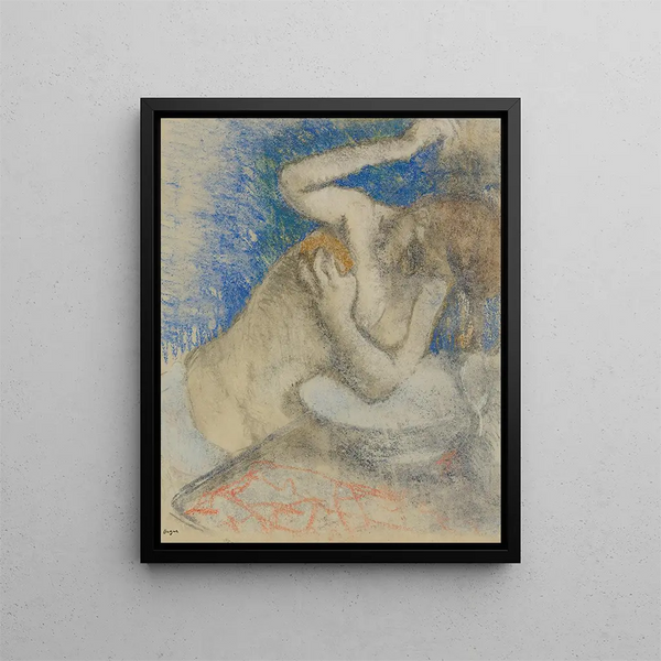 kvinna vid sin toalett - Edgar Degas — inramlat konstverk på väggen