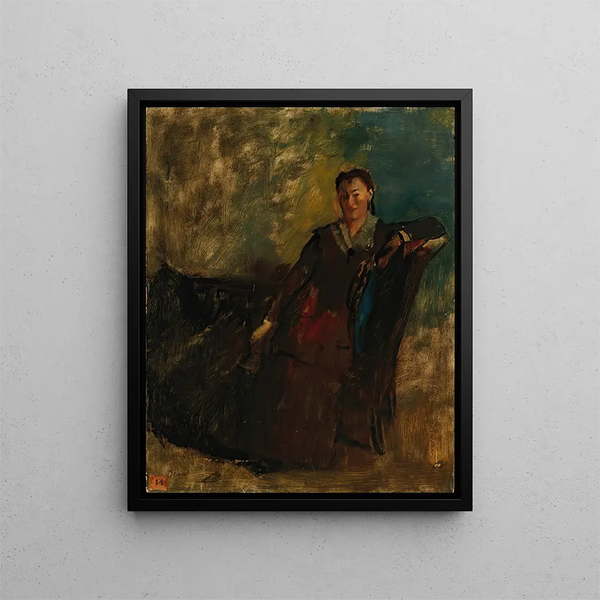 en kvinna sittande på en soffa - Edgar Degas — inramlat konstverk på väggen