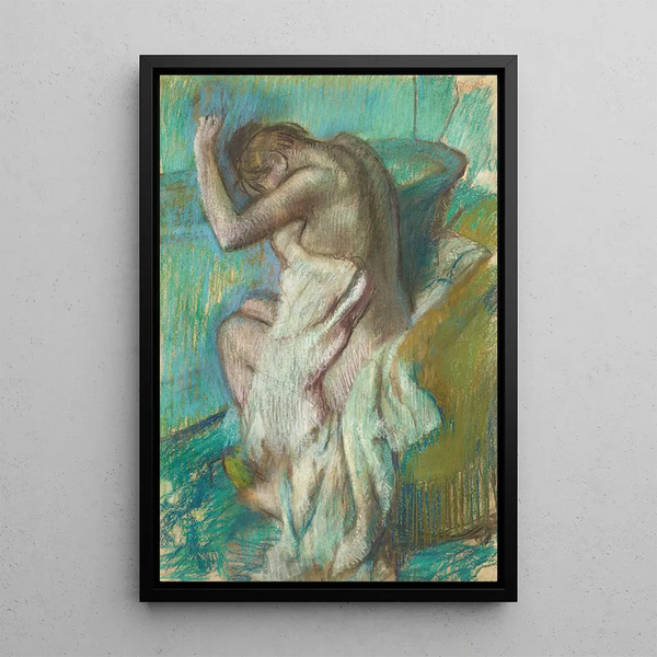 Reproduktion av målningen av en kvinna som torkar sig - Edgar Degas