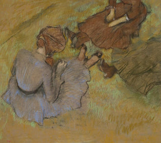 kvinnor som sitter på gräset - Edgar Degas — vy av konstverket