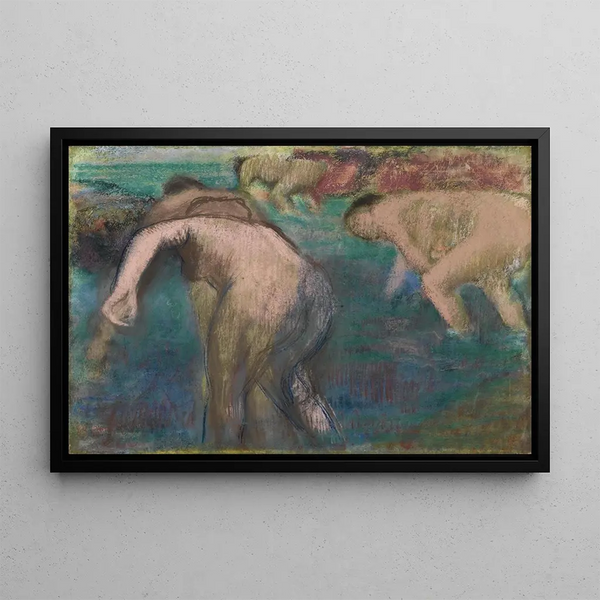 Kvinnor i badet - Edgar Degas — inramlat konstverk på väggen