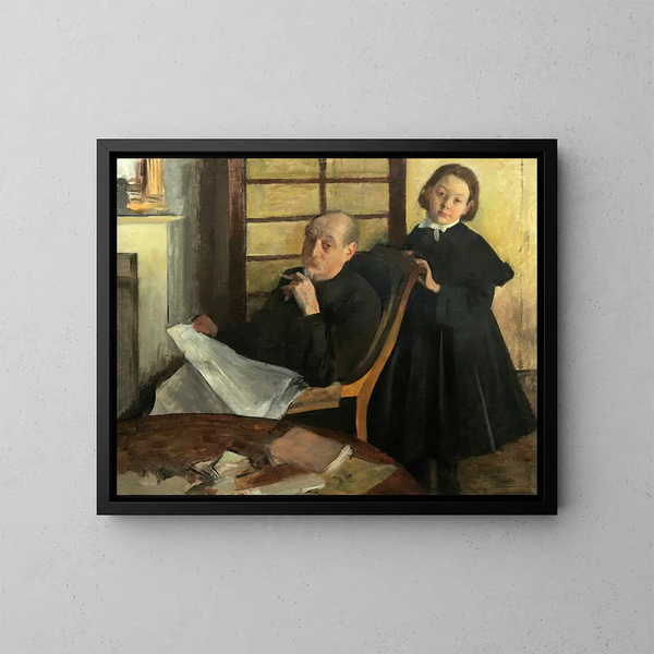 Henri Degas och hans systerdotter Lucie Degas, konstnärens farbror och kusin - Edgar Degas — inramlat konstverk på väggen