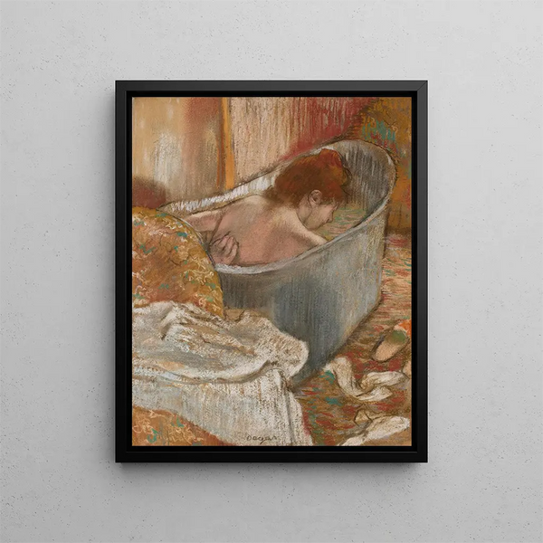 Le Bain Femme dans sa baignoire - Edgar Degas — inramlat konstverk på väggen