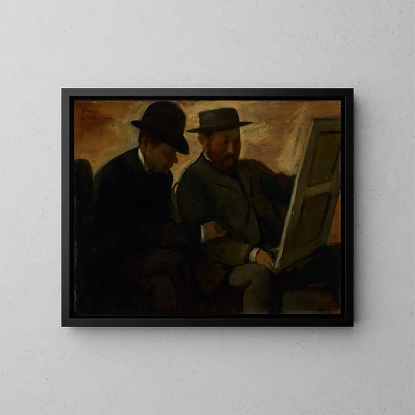 Paul Lafond och Alphonse Cherfils som granskar en målning - Edgar Degas — inramlat konstverk på väggen