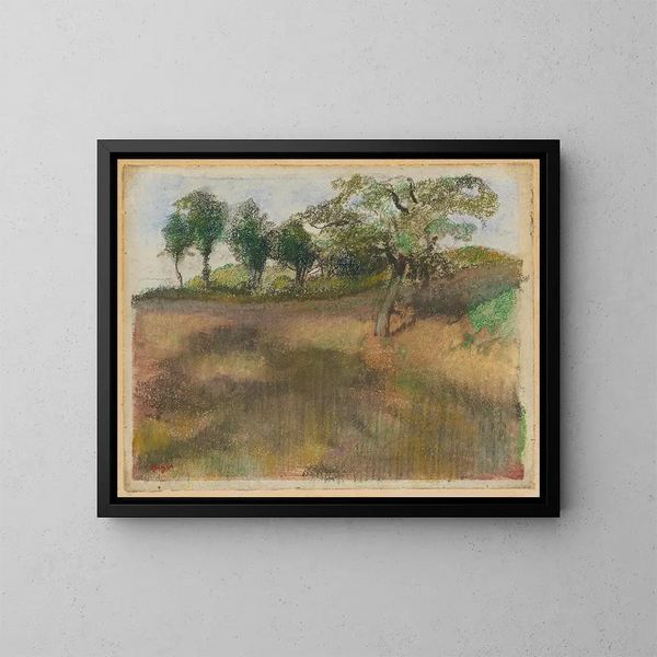 Champ labouré bordé d'arbres - Edgar Degas — inramlat konstverk på väggen