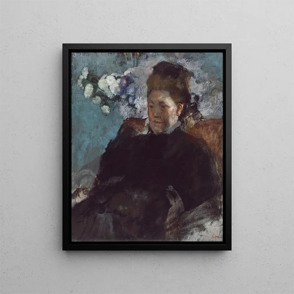 Portrait av en kvinna - Edgar Degas — inramlat konstverk på väggen