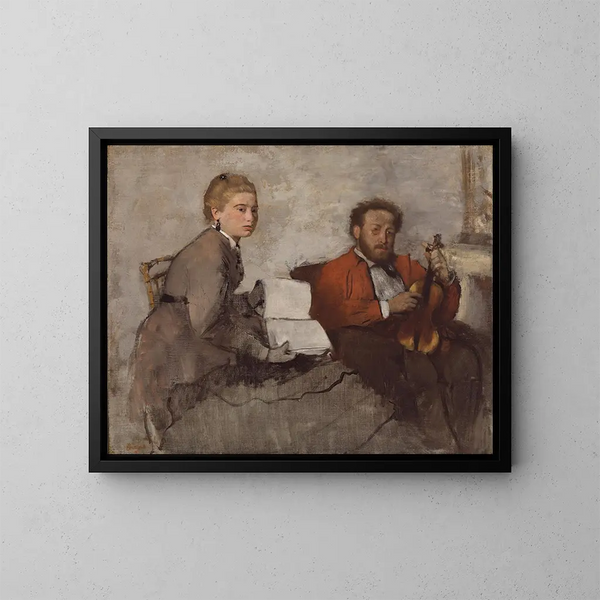 Violonist och ung kvinna - Edgar Degas — inramlat konstverk på väggen