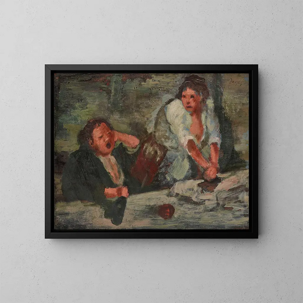 Kvinnor som tvättar - Edgar Degas — inramlat konstverk på väggen