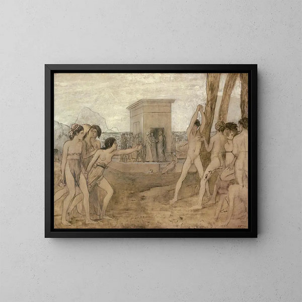 unga sparta flickor utmanar pojkar - Edgar Degas — inramlat konstverk på väggen