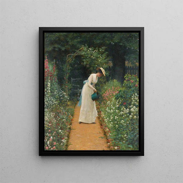 Le jardin de ma dame - Edmund Blair Leighton — inramlat konstverk på väggen