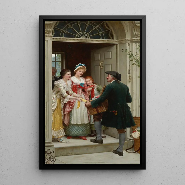 Band och spetsar för mycket vackra ansikten - Edmund Blair Leighton — inramlat konstverk på väggen