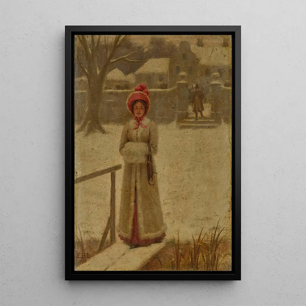 La promenade d'hiver - Edmund Blair Leighton — inramlat konstverk på väggen
