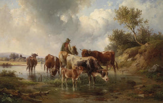 Edmund Mahlknecht - Khe mit Hirten an der Furt.webp