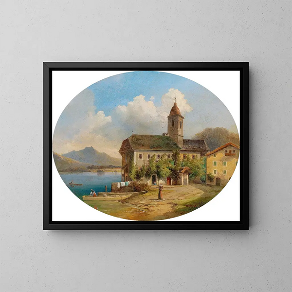 Vue de Saint Wolfgang - Edmund Mahlknecht — inramlat konstverk på väggen