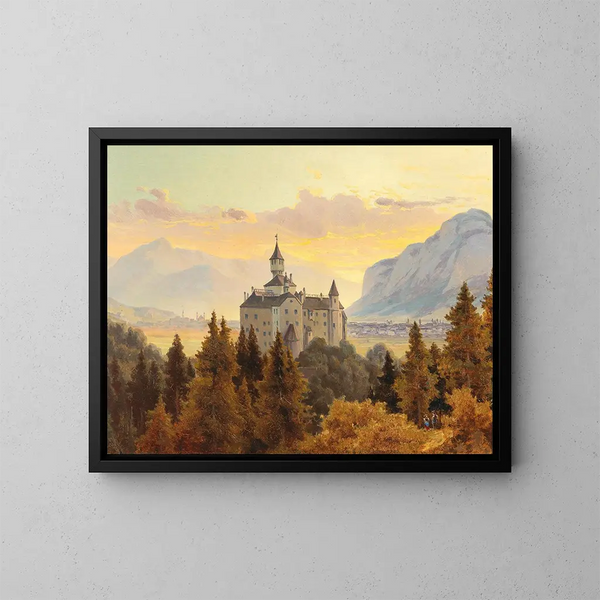 Vue du château d'Ambras près d'Innsbruck - Edmund Von Wrndle — inramlat konstverk på väggen