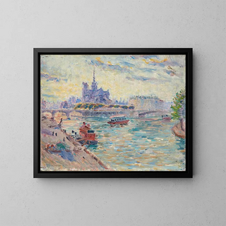 Vue de Paris, Notre-Dame - Édouard-Jean Dambourgez — inramlat konstverk på väggen