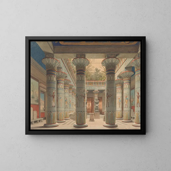 La cour du temple égyptien au Neues Museum de Berlin - Eduard Gaertner — inramlat konstverk på väggen