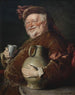 Falstaff vid bordet med en vinkruka och en bägare i tenn - Eduard von Grützner — vy av konstverket